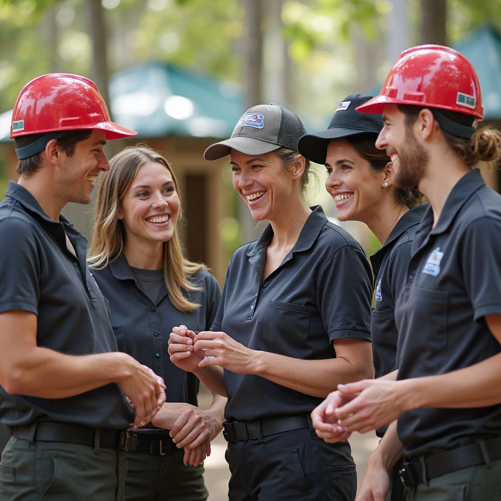 Adventure park team working together
